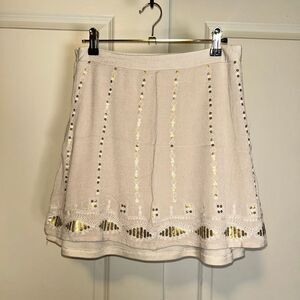 🟢 Alya Womens Skirt Size M Beige Sequins Embroidered Bohemian